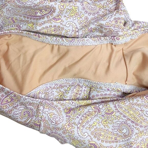 J. Crew Eco Plunge V-Neck One Piece Swimsuit Pink Beach Paisley Size 6 Tie Back - Picture 11 of 15